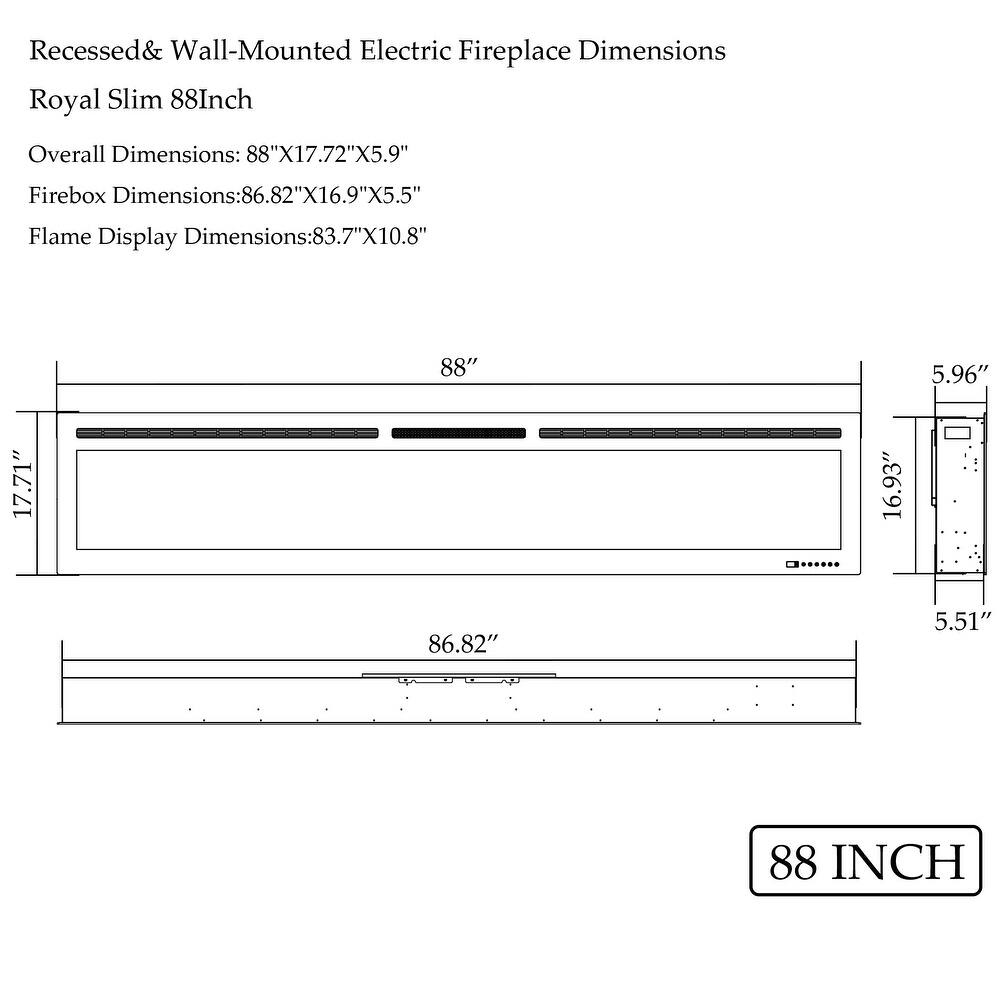 72inches WiFi-Enabled Electric Fireplace Inserts,Smart Control via Alexa or App