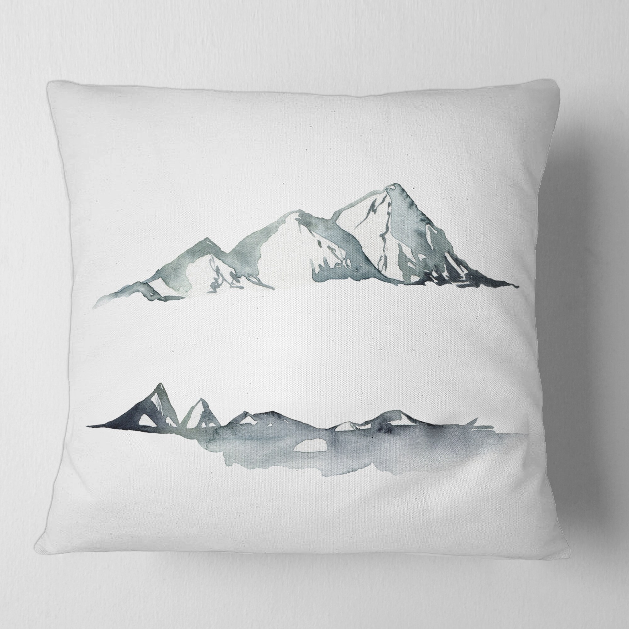 Designart 'Minimalistic Landscape Of Dark Blue Mountains' Modern Printed Throw  Pillow - Bed Bath & Beyond - 33964896