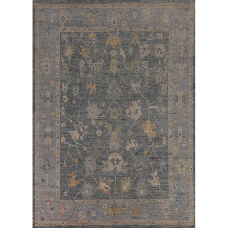 Grays & Blues Oushak Vegetable Dye Area Rug Handmade Wool Carpet - 9'2"x 12'0"
