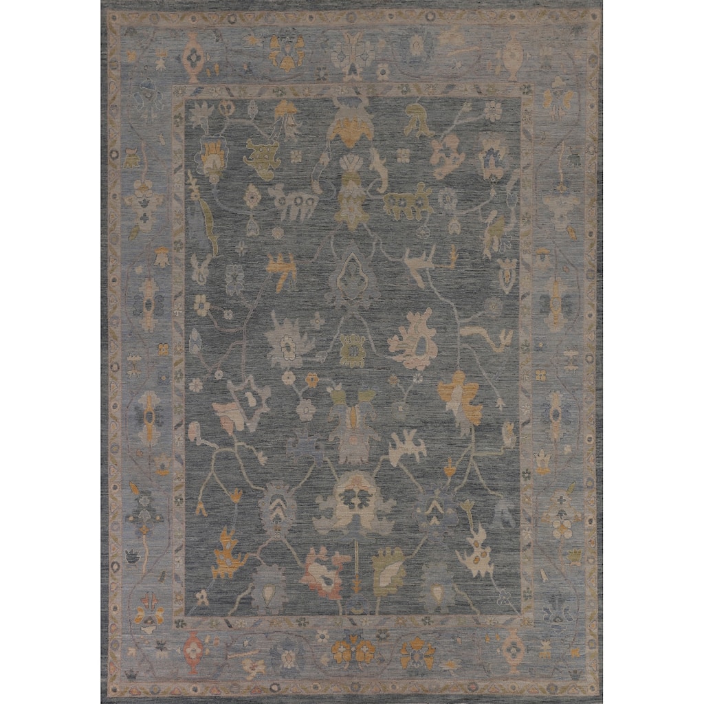 Grays & Blues Oushak Vegetable Dye Area Rug Handmade Wool Carpet - 9'2"x 12'0"