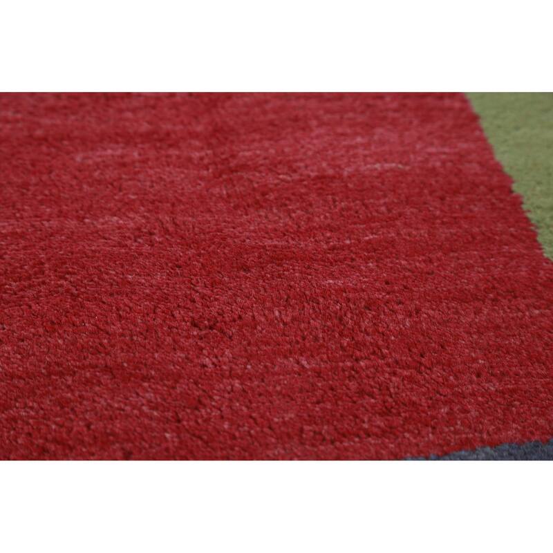 Hand Knotted Oriental 100% Wool Carpet Modern Geometric Multi-Colored Gabbeh Area Rug - 8' 1'' X 5' 1''