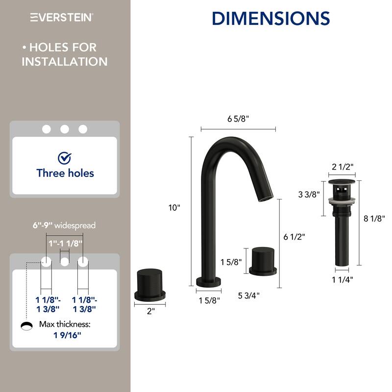 High-Arc Bathroom Sink Faucet for Vanity, 3-Hole 2-Handle Bathroom Faucet with Drain Assembly