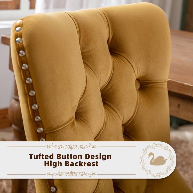 Tufted Naliheads Solid Wood Upholstered Dining Chairs (Set of 8)