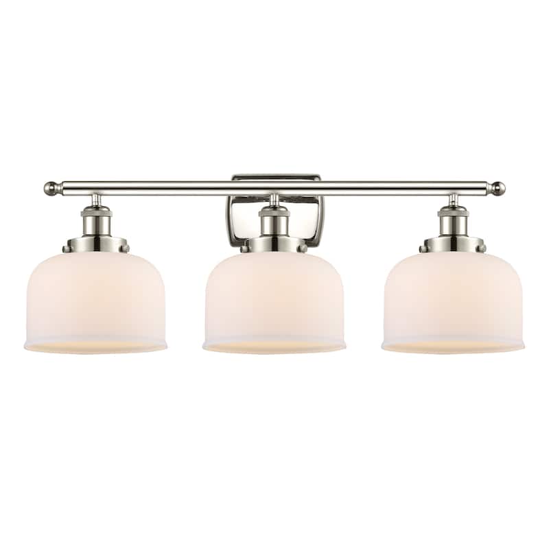 Innovations Lighting Ballston Urban Bell - 3 Light 28" Bath Vanity Light - Polished Nickel/Matte White