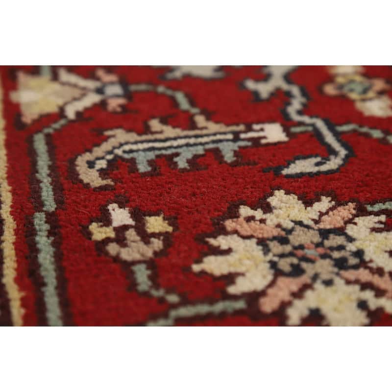 Hand Knotted Oriental 100% Wool Carpet Traditional Medallion Beige & Ivories Heriz (serapi) Area Rug - 12' 2'' X 8' 9''