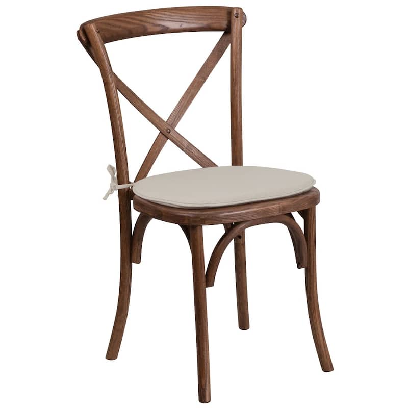 2 Pk. Stackable Wood Cross Back Chair with Cushion