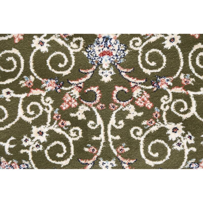 Green Floral Medallion Transitional Turkish Rug Oriental Carpet