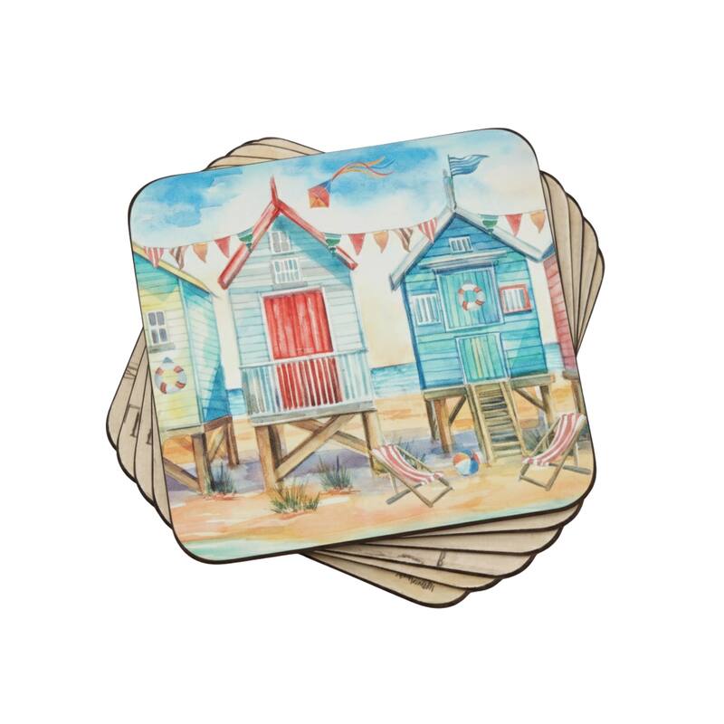 Portmeirion Beach Huts Coasters, Set of 6 - Multicolor