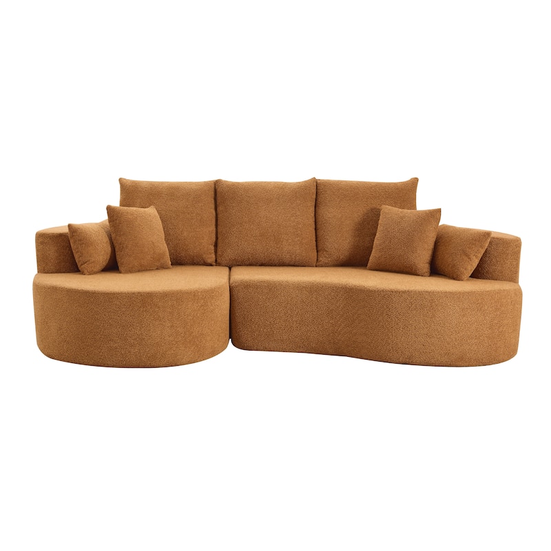Christopher Knight Home - 106'' Cloud Curved Sectional Sofa with Right Chaise Lounge and Ultra-Soft Foam Comfort - Camel