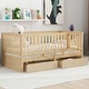 preview thumbnail 40 of 41, Wood Daybed with Fence Guardrails and 2 Drawers, Split into Independent Floor Bed & Daybed,Full/Twin Natural - Twin