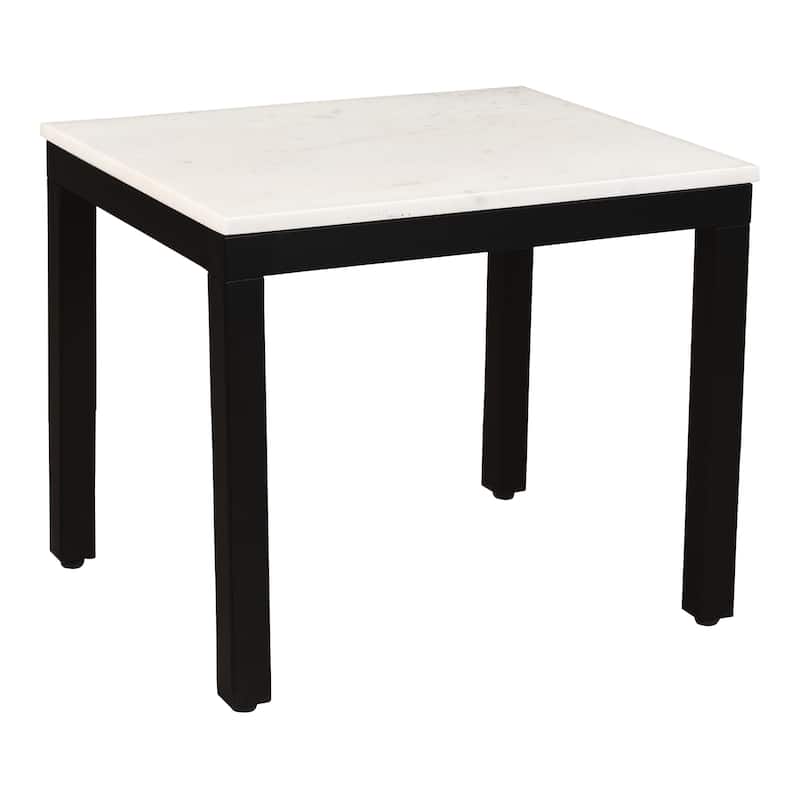 Aurelle Home Pariso Modern White Marble-Top Side Table - 22" W x 18" H x 18" D