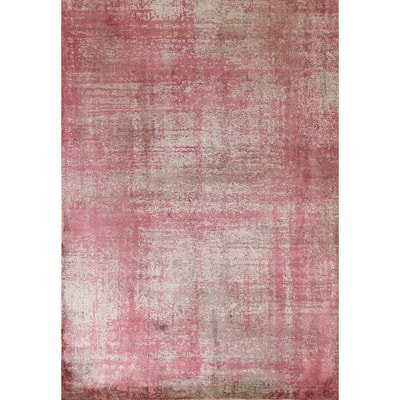 All-Over Pink Abstract Modern Area Rug Handmade Wool Carpet - 5'6" x 8'1"