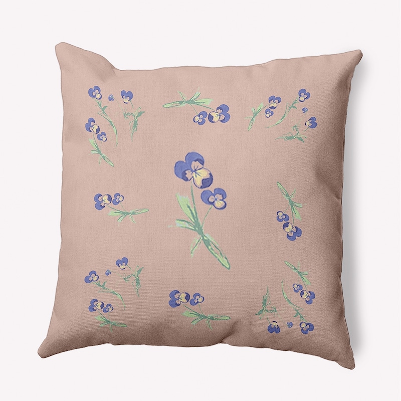 Violets Scattered Decorative Throw Pillow - Sunwashed Brick - 20" x 20"