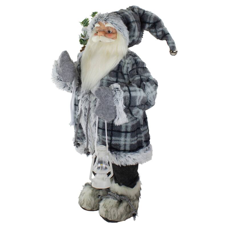 2' Standing Santa Christmas Figure Carrying a Lantern