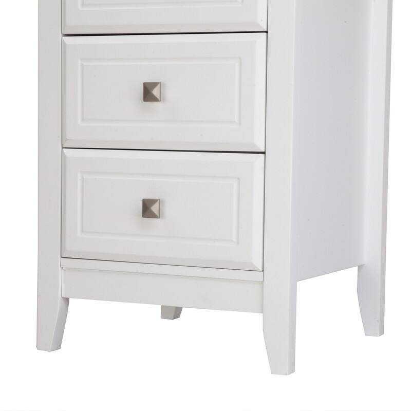 Three Drawer White Nightstand