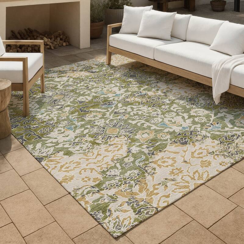 Machine Washable Indoor/ Outdoor Global Avon Chantille Rug - Fern - 8' x 10'