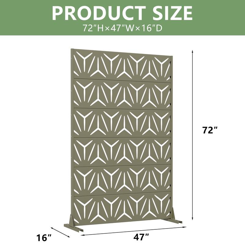 72" H×47"W Dovelina Black Outdoor Freestanding Metal Privacy Screen Decorative Garden Fence