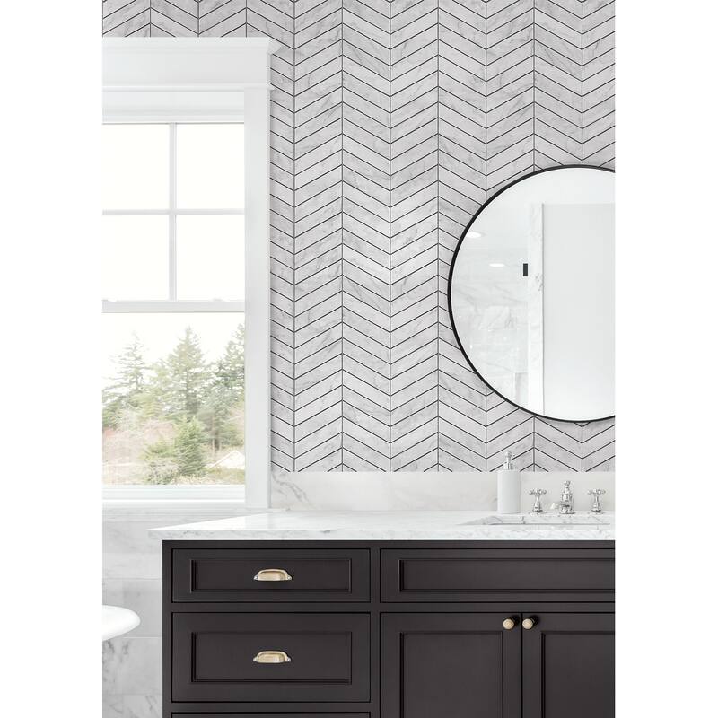 Luxe Haven Marbled Chevron Peel and Stick Wallpaper