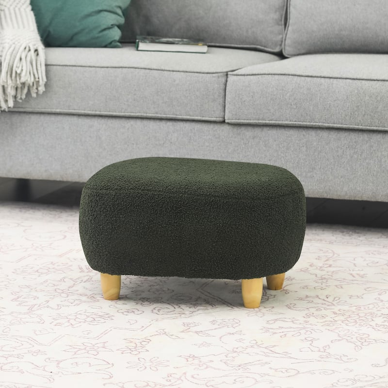 Adeco Foot Stool U Shape Ottoman for Living Room Bedroom - Medium - Dark-Green