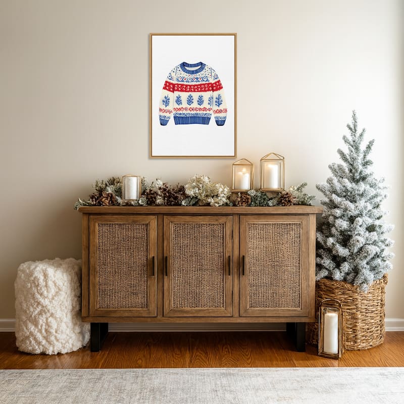 Norwegian wool jumper by Pictufy Studio (23 x 33 in.), Framed Canvas Wall Art Print - Sylvie Natural