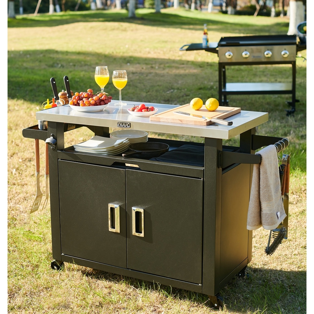 Bull BBQ Fully-Assembled 8 Ft. Outdoor Kitchen BBQ Island With 30-Inch  Angus Grill, Fridge, Single Side Burner And 30-Inch Access Door & Double  Drawer Combo - Rock Base And Tile Countertop 