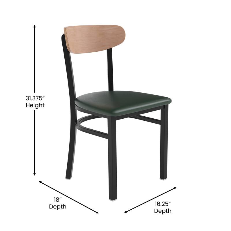 Commercial Metal Dining Chair with Wood Seat and Boomerang Back