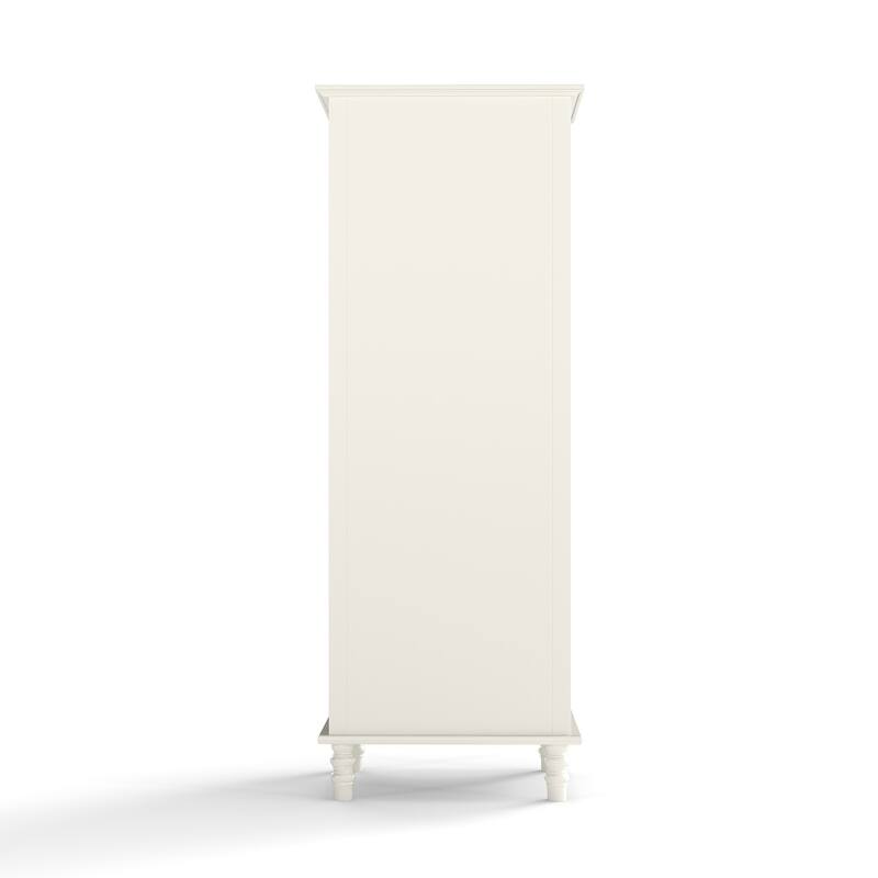 Minimalism Buffet Cabinet with Glass Doors and Double Drawer, Modern Wooden Storage Sideboard Cupboard