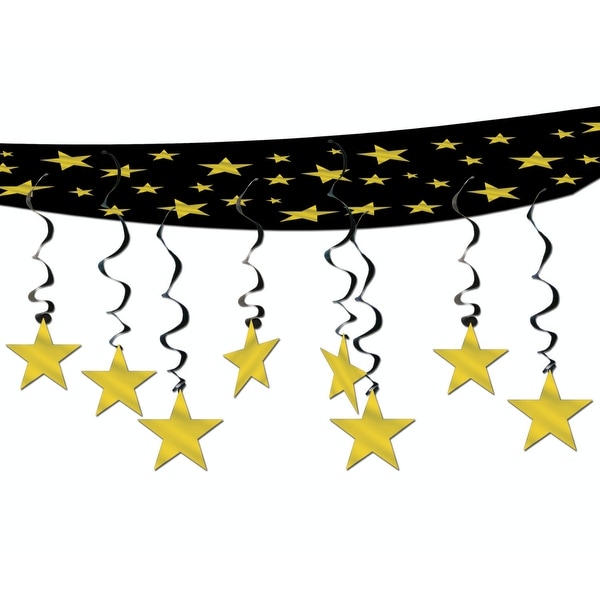 Shop Pack Of 6 New Year Hollywood Theme Party Gold Stars Hanging