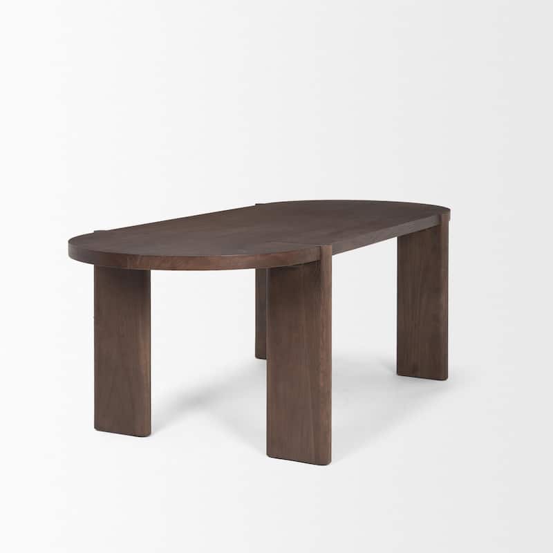 Sohan Dark Elm Wood Oval Dining Table - 91.0L x 38.0W x 30.0H