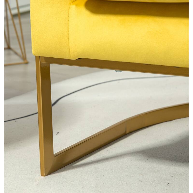 Modern Velvet Gold Accent Armchair