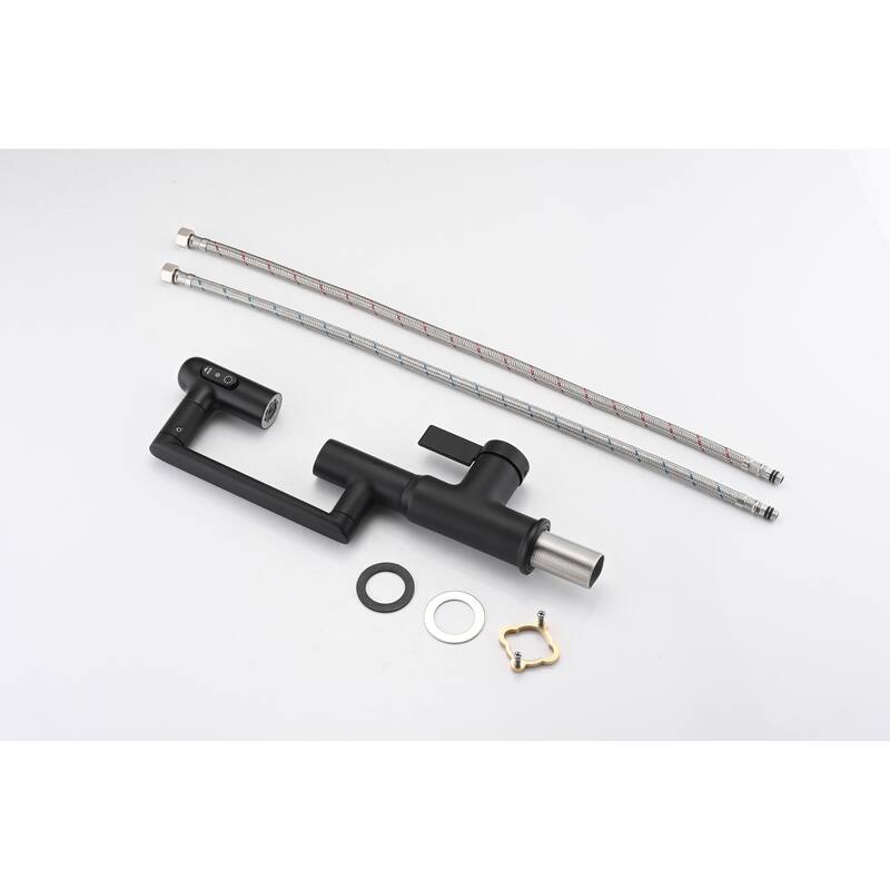Bathroom Sink Faucet with Spray Function and Temperature Display for Anti-Skid Switch and Hot & Cold and 360° Rotary