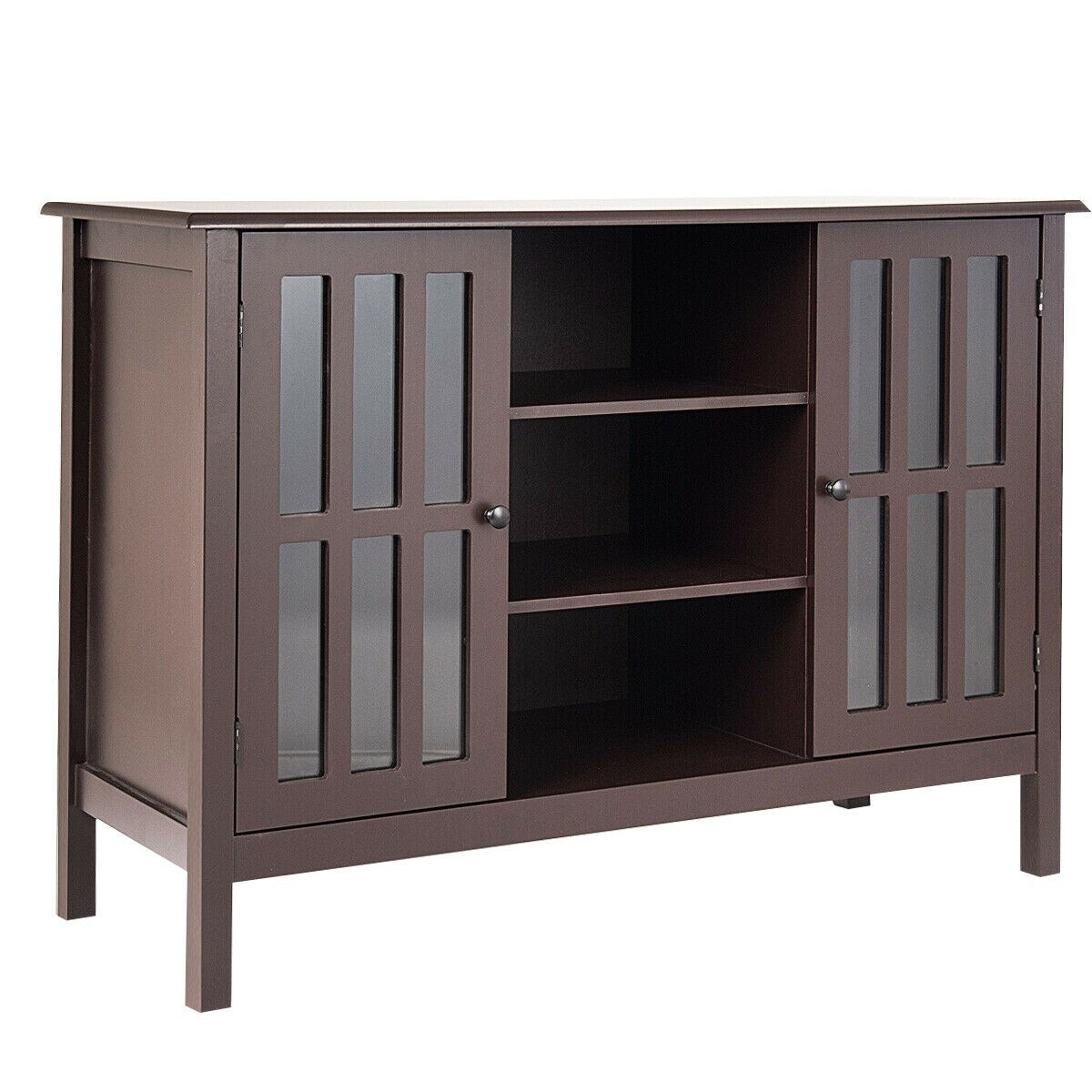 Shop Gymax Wood Tv Stand Storage Console Free Standing Cabinet Holds Up To Overstock 22836417