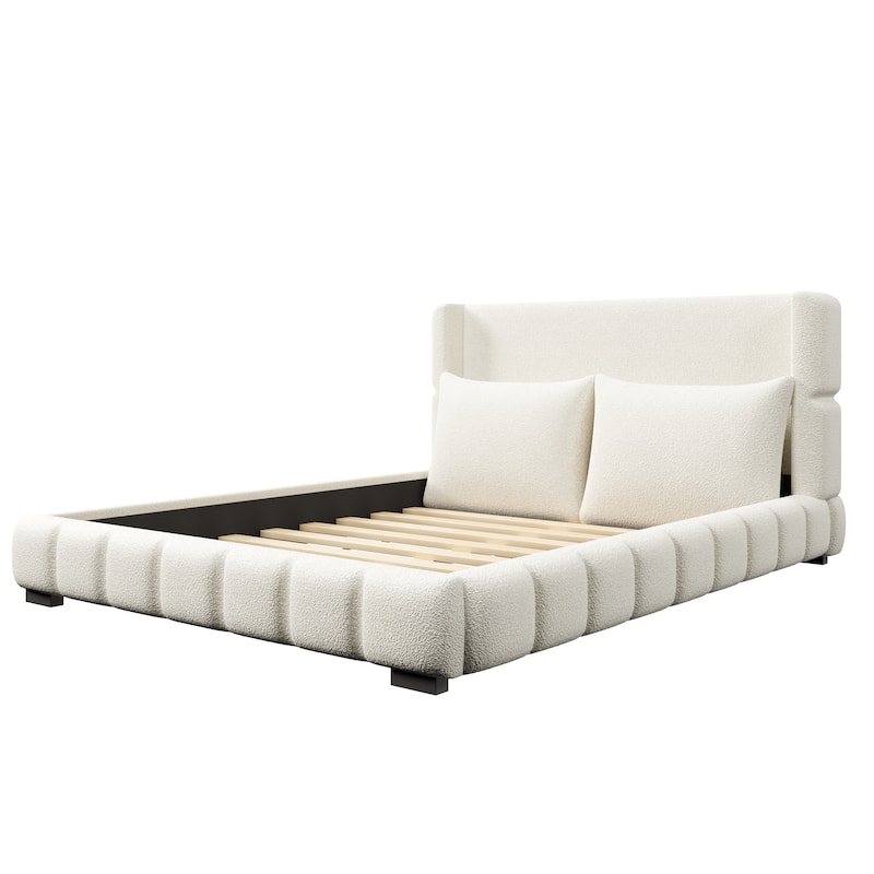 Upholstered Platform Bed with 2 Cushioned Pillows by Harper&Bright Designs