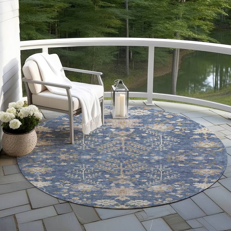 Machine Washable Indoor/ Outdoor Boho Traditional Chantille Rug