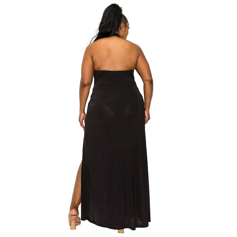 L I V D Women's Plus Size Gisele Halter Neck Dress