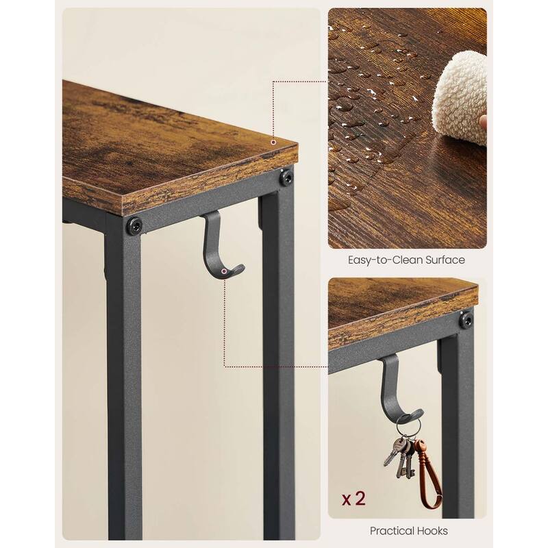 Set of 2 Narrow Sofa Console Table with USB Ports and Outlets for Hallway or Entryway - 5.9"W x 39.4"L x 31.5"H