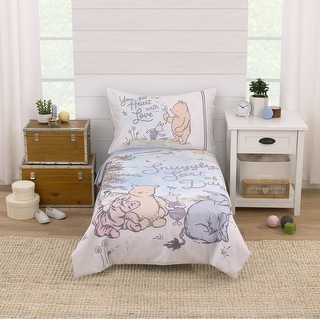 Disney Classic Winnie the Pooh Snuggly Sort of Day 4 Piece Toddler Bed Set