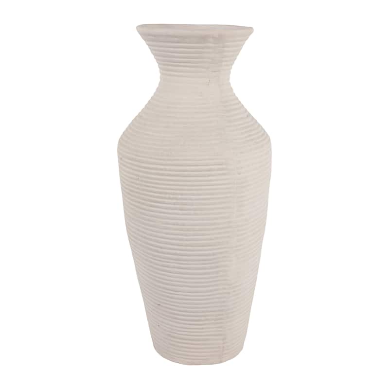 Sculptural Ribbed Paper Mache Table Vase - Stylish Tall Flower Vase