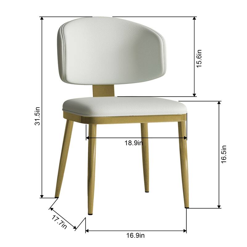 PU Leather Dining Chairs Set of 2, Metal Frame Kitchen & Dining Room Chairs