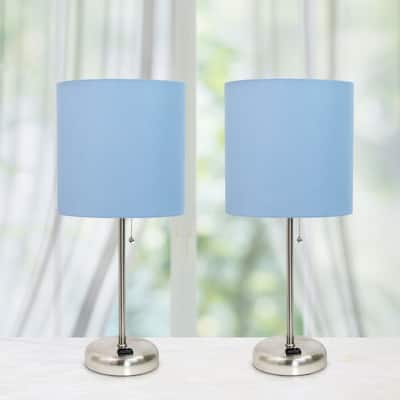 Simple Designs 19.5" 2 Pack Table Desk Lamp Set with Charging Outlet - 19.50