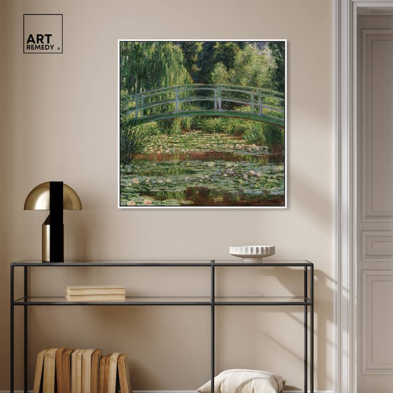 Art Remedy Monet The Japanese Footbridge And The Water Lily Pool Giverny Framed 1 Piece Canvas Wall Art