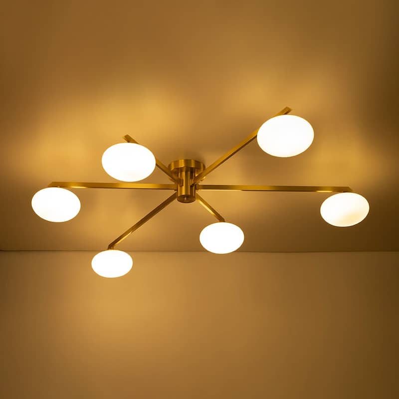Mid-century Modern Oval Glass Accents Semi-flush Mount