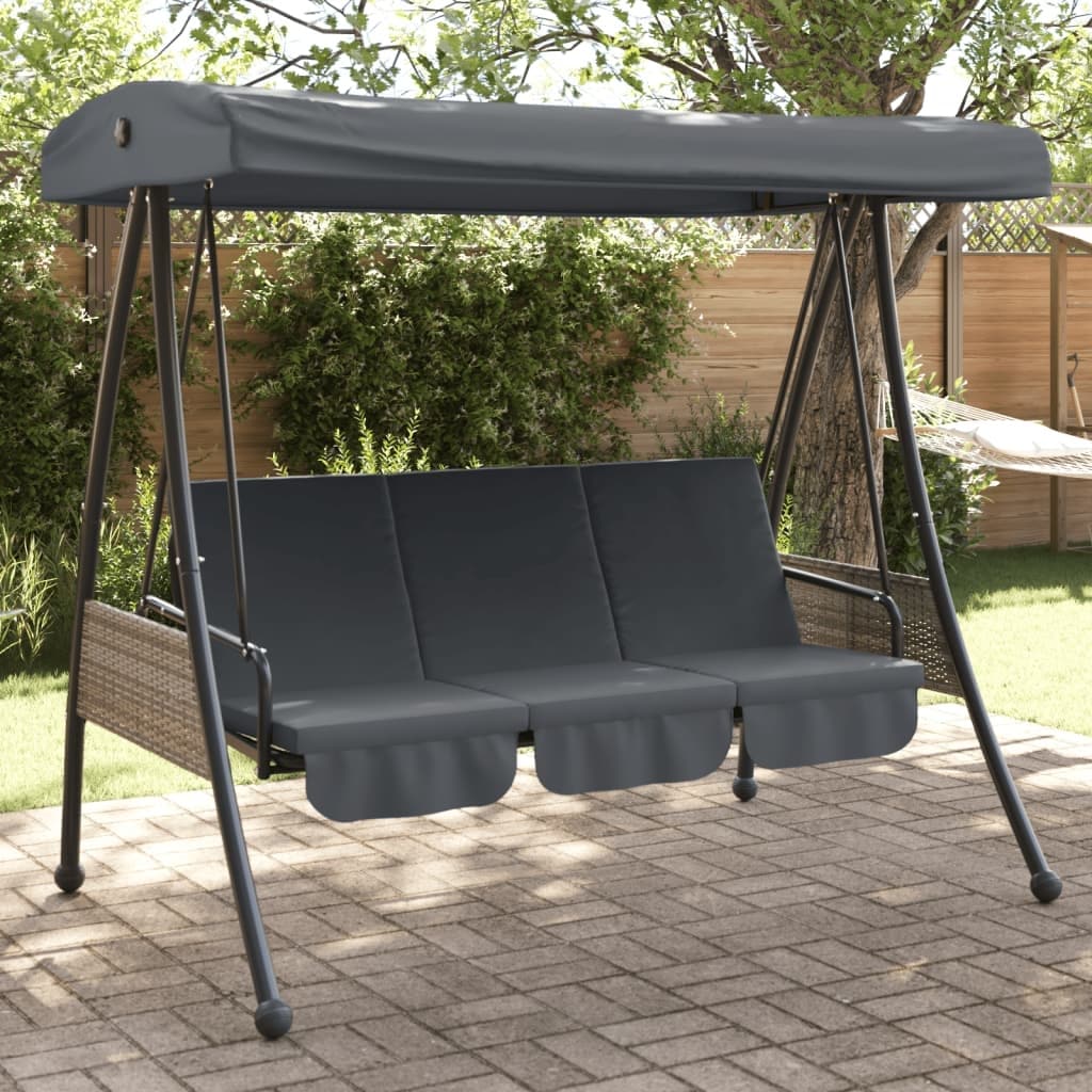 vidaXL Patio Swing Bench with Adjustable Canopy Outdoor Furniture Coffee Steel - 78