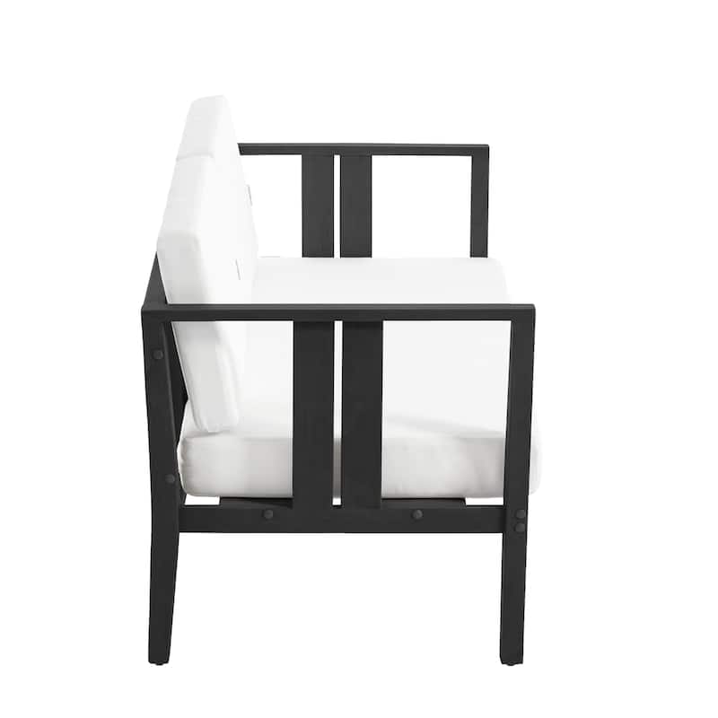 Outdoor Patio Wood Loveseat with Cushion