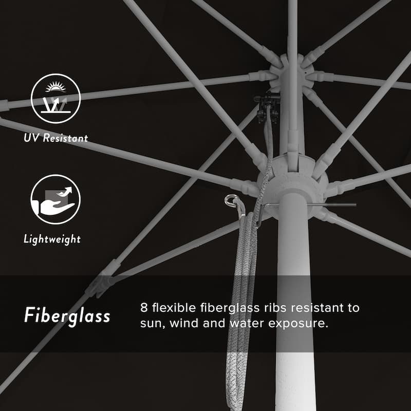 California Umbrella 11' Rd Aluminum Frame, Fiberglass Rib Market Umbrella, Push Open, White Finish, Pacifica Fabric