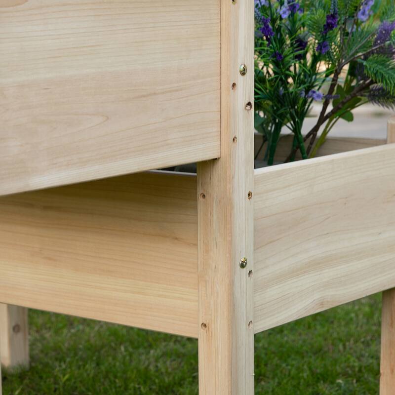 Outsunny 34"x34"x28" 2-Tier Raised Garden Bed Wooden Planter Box for Backyard, Patio to Grow Vegetables, Herbs, and Flowers
