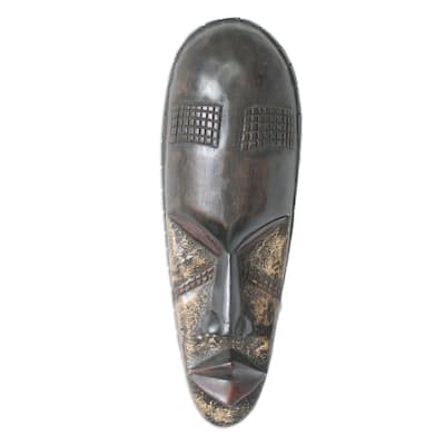 Handmade Baule Spitfire Ivoirian Wood Mask (Ghana) - 17.75" H x 6" W x 3.2" D