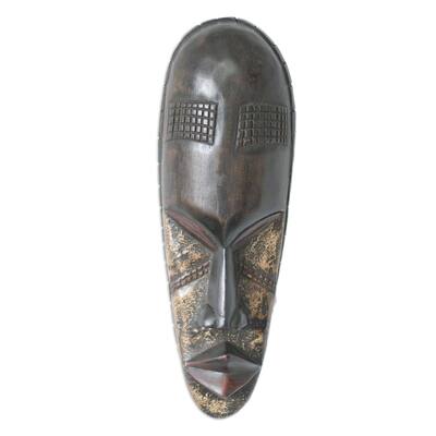 Handmade Baule Spitfire Ivoirian Wood Mask (Ghana) - 17.75" H x 6" W x 3.2" D