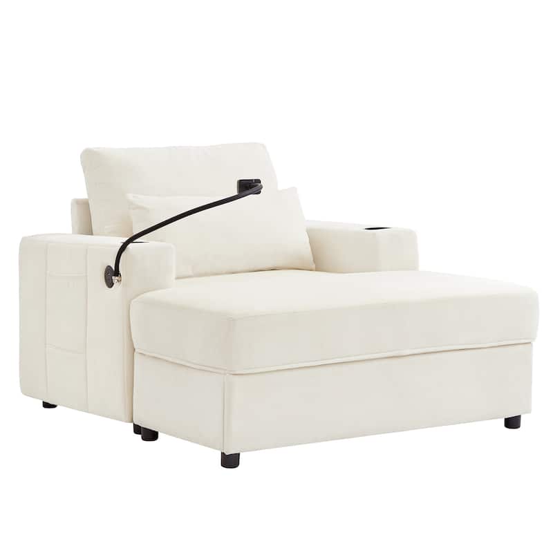Modern Multifunctional Armchair Chaise Lounge with Movable Ottoman by Harper&Bright Designs