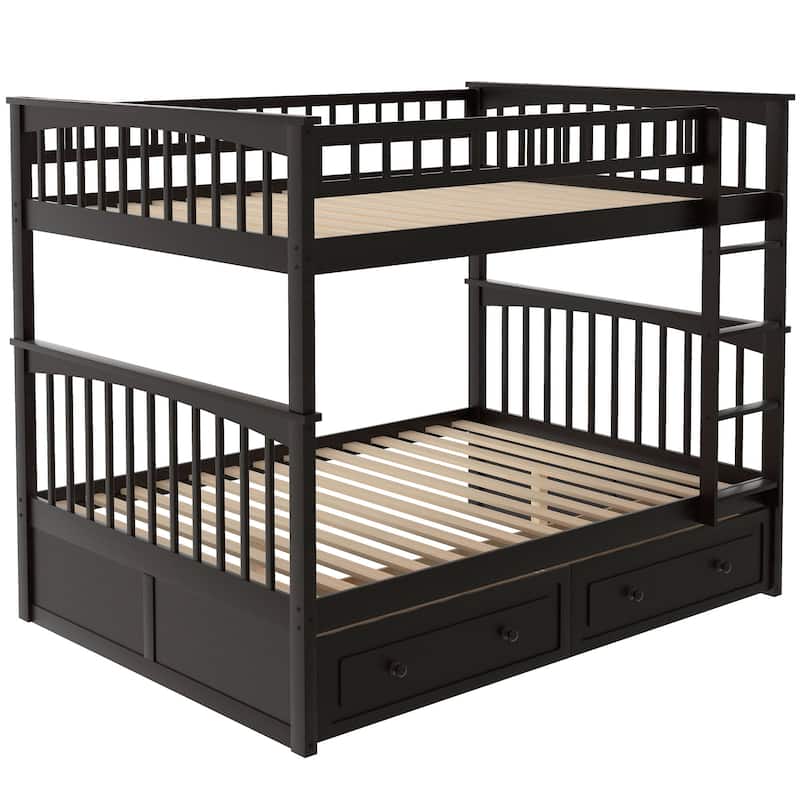 Full Over Full Bunk Bed With Drawers, Convertible Beds